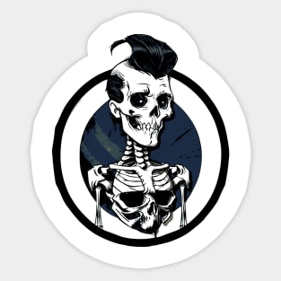 Funny Skeleton Rockabilly man with Skull chest Sticker